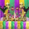 4 Packs Mardi Gras Table Skirts & 2 Pack Mardi Gras Tinsel Curtains,29x108 Inch Metallic Foil Fringe Table Skirts for Carnival Mardi Gras New Orleans Masquerade Party
